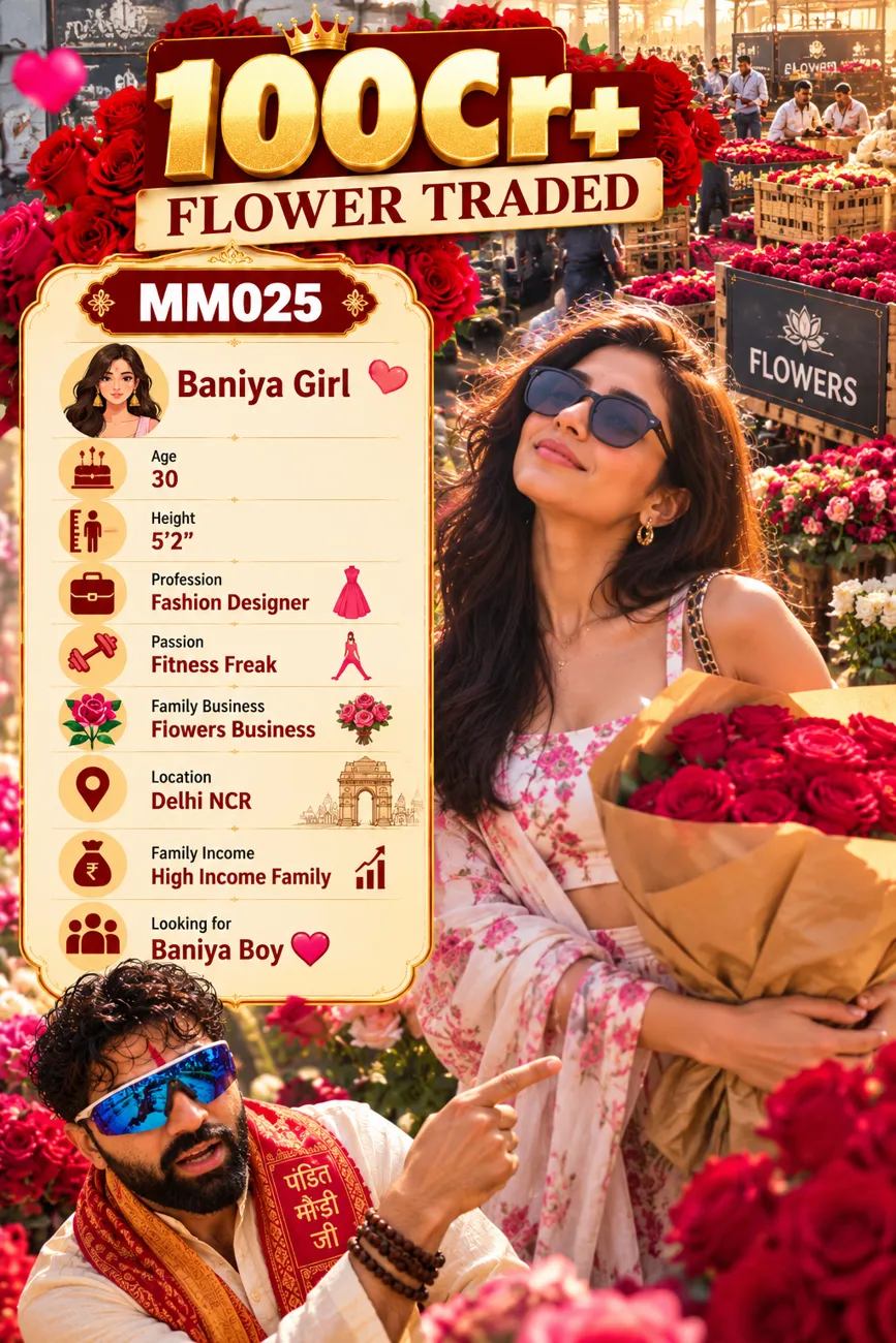 Baniya Girl · Fashion Designer · Flowers business family (100Cr+ traded) — profile MM025